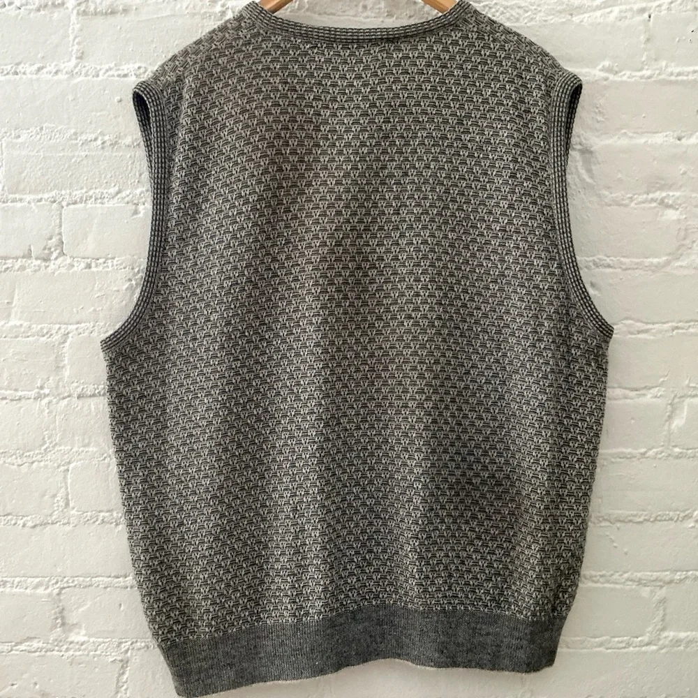 Mens Vintage Cotton Linen Blend Sweater Vest V-Neck Made In Italy Size XL Tan - Picture 7 of 14